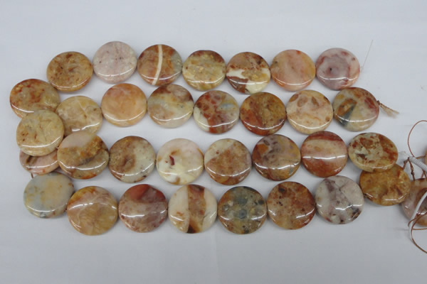 CAG1091 15.5 inches 25mm flat round Morocco agate beads wholesale