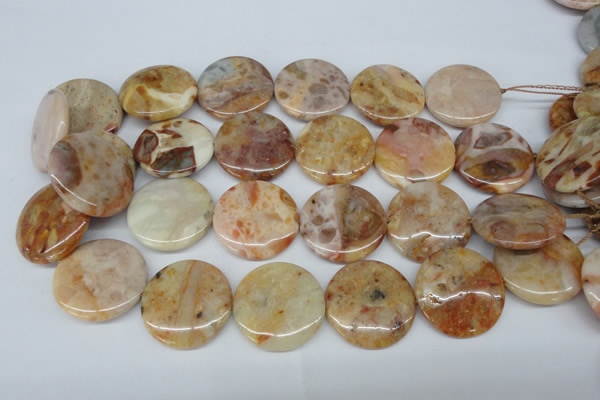 CAG1092 15.5 inches 30mm flat round Morocco agate beads wholesale