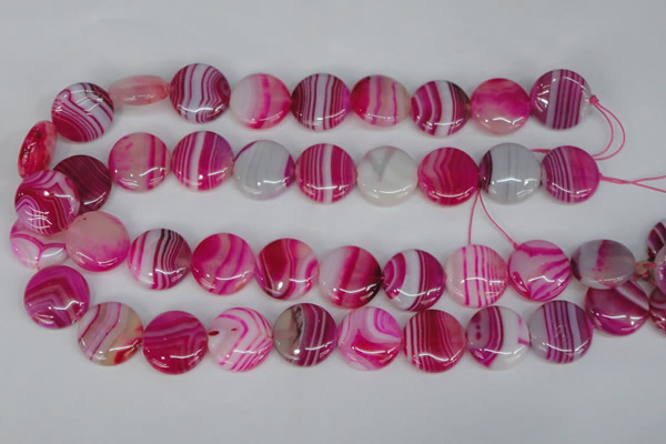CAG1171 15.5 inches 20mm flat round line agate gemstone beads