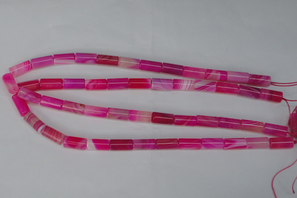 CAG1194 15.5 inches 8*16mm tube line agate gemstone beads