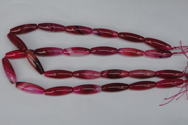 CAG1195 15.5 inches 10*30mm rice line agate gemstone beads