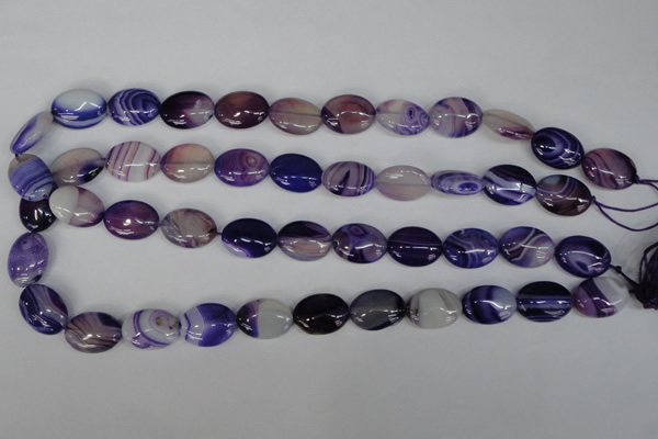 CAG1205 15.5 inches 10*14mm oval line agate gemstone beads