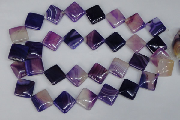CAG1225 15.5 inches 20*20mm diamond line agate gemstone beads