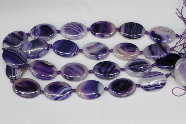 CAG1237 15.5 inches 22*30mm oval line agate gemstone beads