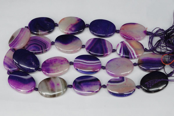 CAG1238 15.5 inches 25*35mm oval line agate gemstone beads
