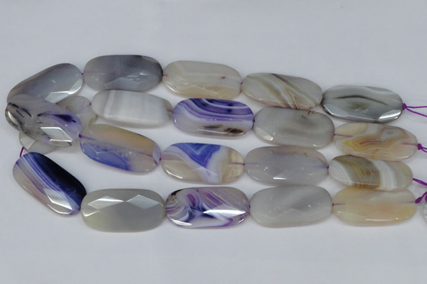 CAG1260 15.5 inches 20*40mm faceted oval line agate gemstone beads