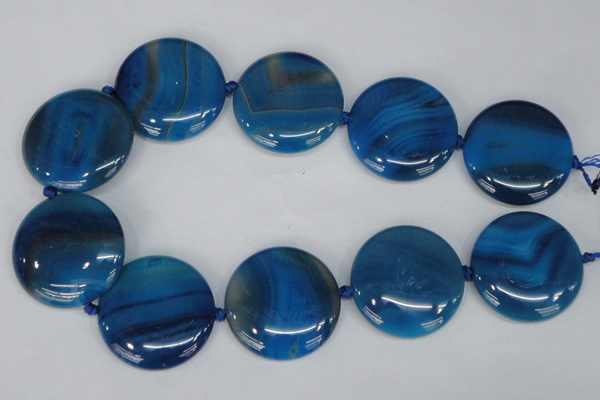 CAG1290 15.5 inches 35mm flat round line agate gemstone beads