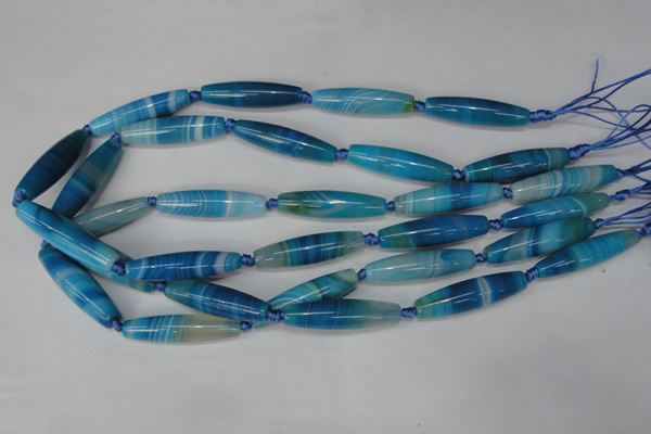 CAG1303 15.5 inches 10*38mm rice line agate gemstone beads