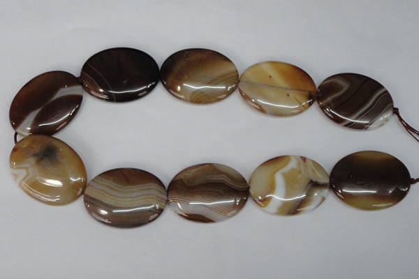 CAG1319 15.5 inches 30*40mm oval line agate gemstone beads