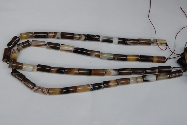 CAG1332 15.5 inches 8*16mm tube line agate gemstone beads