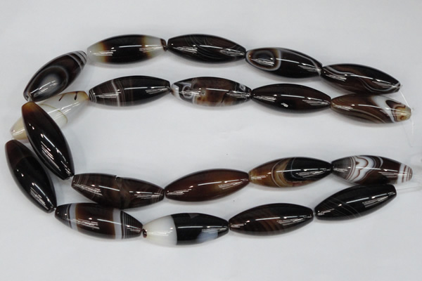 CAG1337 15.5 inches 15*40mm rice line agate gemstone beads