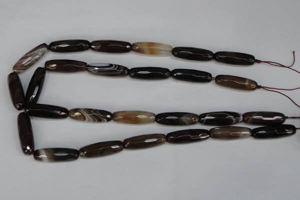 CAG1345 15.5 inches 10*30mm faceted rice line agate gemstone beads