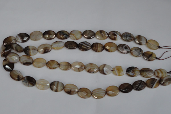 CAG1348 15.5 inches 12*16mm faceted oval line agate gemstone beads