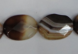 CAG1350 15.5 inches 18*25mm faceted oval line agate gemstone beads
