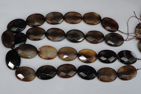 CAG1351 15.5 inches 22*30mm faceted oval line agate gemstone beads