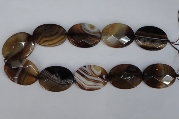 CAG1352 15.5 inches 30*40mm faceted oval line agate gemstone beads