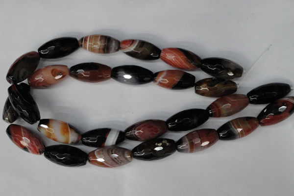 CAG1363 15.5 inches 15*30mm faceted rice line agate gemstone beads