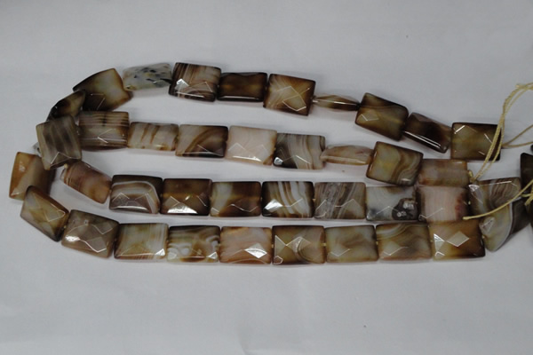 CAG1390 15.5 inches 15*20mm faceted rectangle line agate gemstone beads
