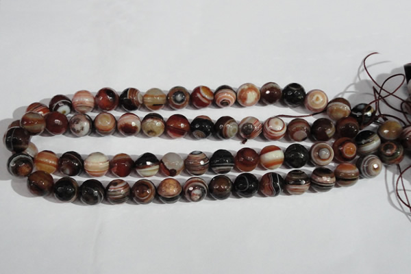 CAG1415 15.5 inches 12mm faceted round line agate gemstone beads