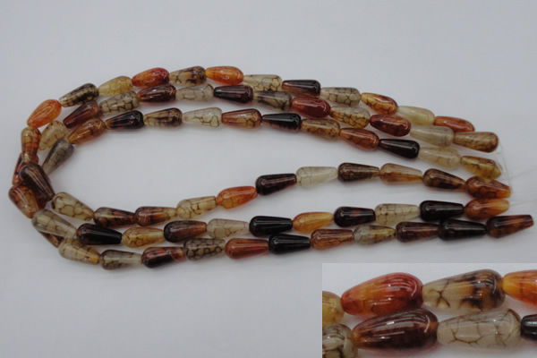 CAG1446 15.5 inches 8*16mm teardrop dragon veins agate beads