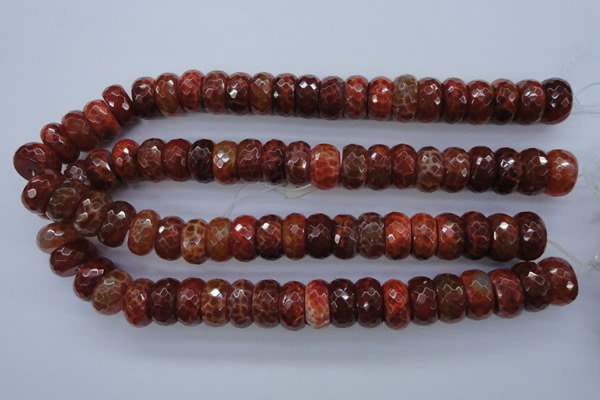 CAG1494 15.5 inches 9*18mm faceted rondelle natural fire agate beads
