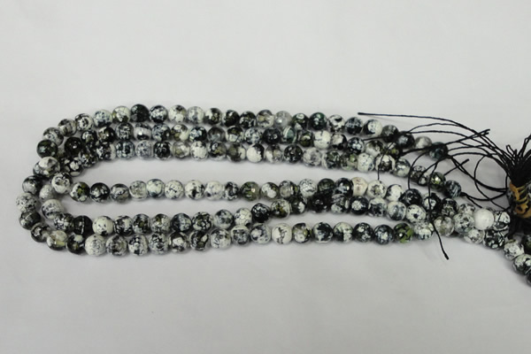 CAG1507 15.5 inches 8mm faceted round fire crackle agate beads
