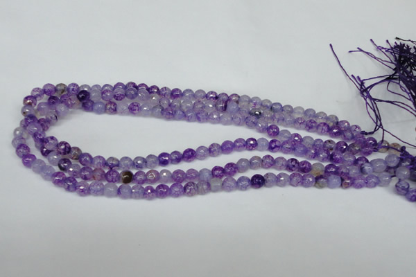 CAG1514 15.5 inches 8mm faceted round fire crackle agate beads