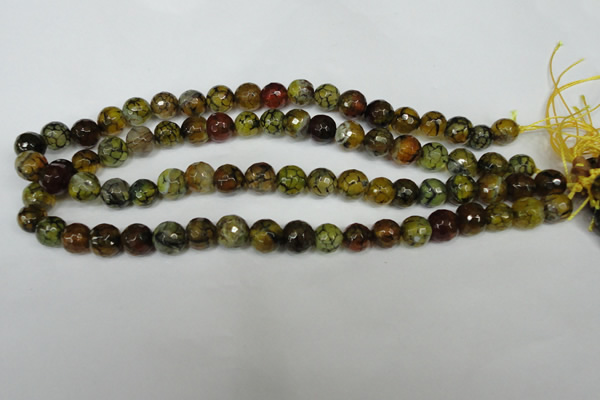 CAG1523 15.5 inches 10mm faceted round fire crackle agate beads