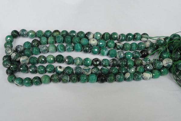 CAG1527 15.5 inches 10mm faceted round fire crackle agate beads