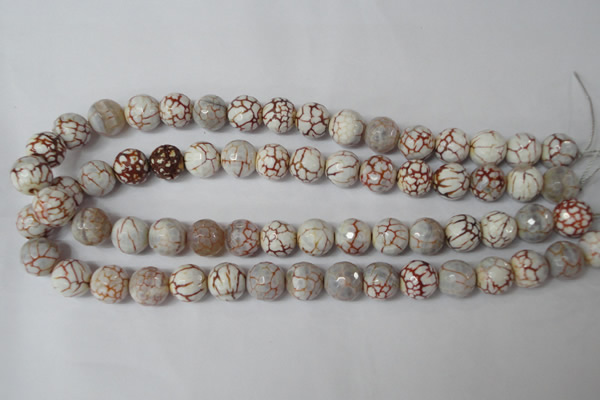 CAG1535 15.5 inches 12mm faceted round fire crackle agate beads