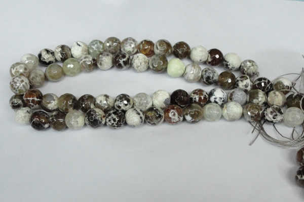 CAG1538 15.5 inches 12mm faceted round fire crackle agate beads