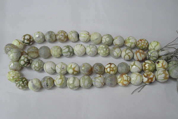 CAG1546 15.5 inches 14mm faceted round fire crackle agate beads