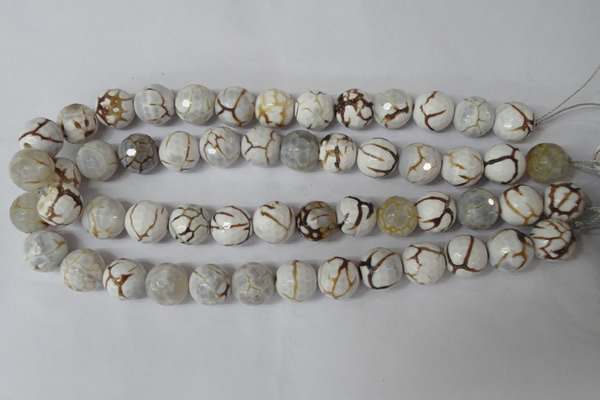 CAG1547 15.5 inches 14mm faceted round fire crackle agate beads