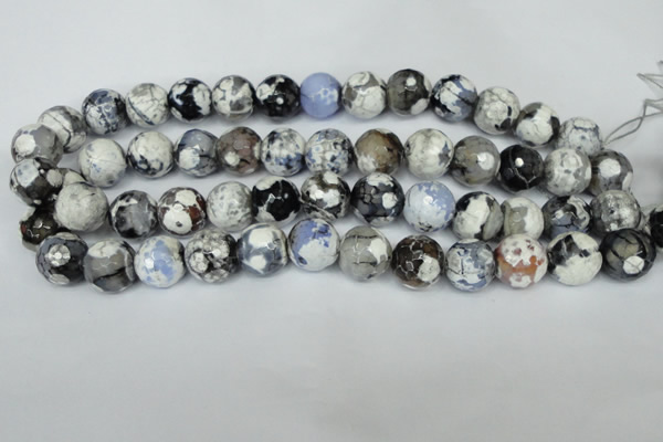 CAG1549 15.5 inches 14mm faceted round fire crackle agate beads