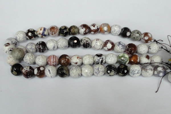 CAG1551 15.5 inches 14mm faceted round fire crackle agate beads