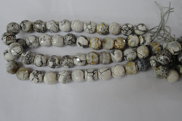 CAG1555 15.5 inches 16mm faceted round fire crackle agate beads