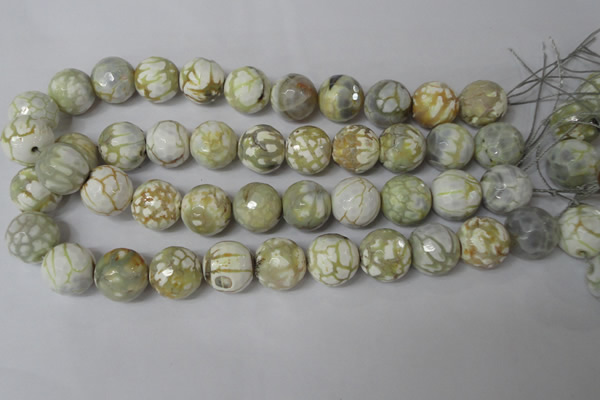 CAG1565 15.5 inches 18mm faceted round fire crackle agate beads