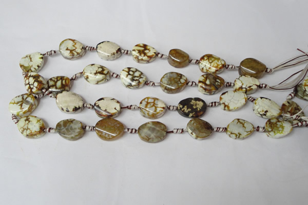 CAG1575 15.5 inches 15*20mm twisted oval fire crackle agate beads