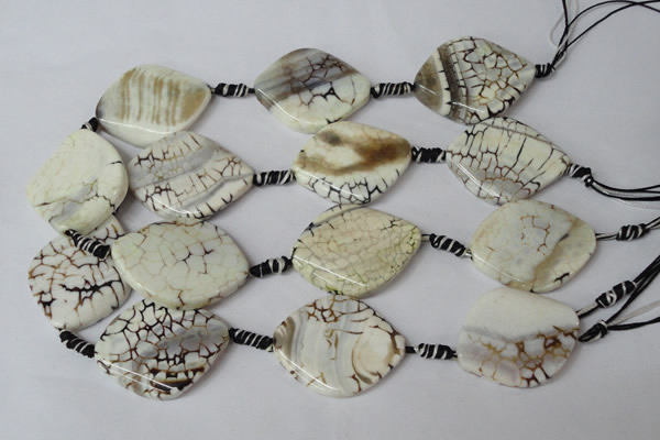 CAG1581 15.5 inches 30*38mm twisted marquise fire crackle agate beads
