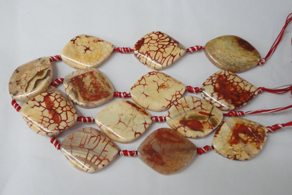 CAG1593 15.5 inches 30*38mm twisted marquise fire crackle agate beads