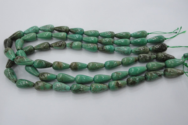 CAG1601 15.5 inches 10*20mm teardrop green grass agate gemstone beads