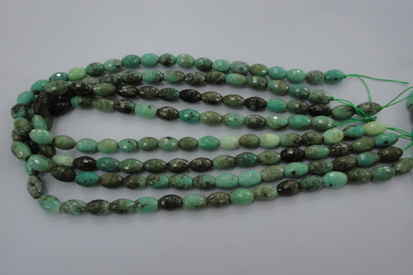 CAG1606 15.5 inches 8*10mm faceted rice green grass agate beads