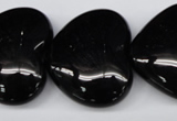 CAG1631 15.5 inches 32*32mm heart black agate gemstone beads