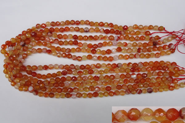 CAG1655 15.5 inches 6mm faceted round red agate gemstone beads