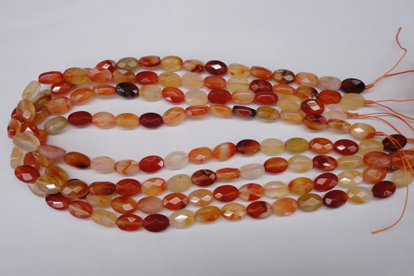 CAG1678 15.5 inches 8*12mm faceted oval red agate gemstone beads