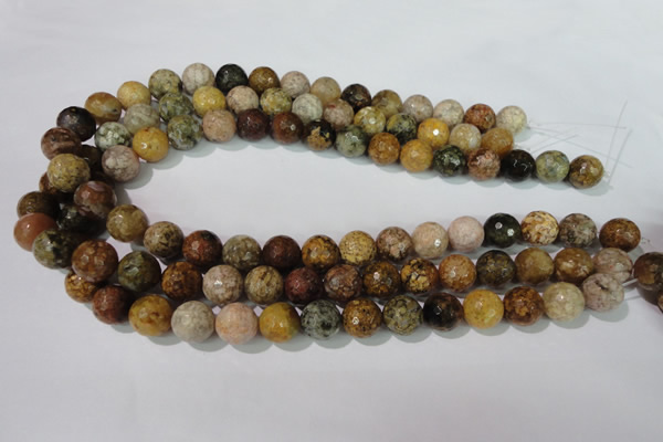 CAG1714 15.5 inches 12mm faceted round rainbow agate beads