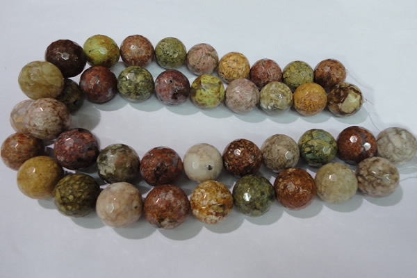 CAG1718 15.5 inches 20mm faceted round rainbow agate beads