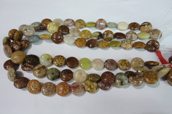 CAG1726 15.5 inches 15mm flat round rainbow agate beads wholesale