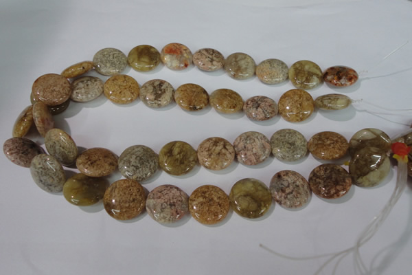 CAG1729 15.5 inches 20mm flat round rainbow agate beads wholesale