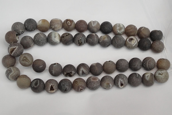 CAG1845 15.5 inches 16mm round matte druzy agate beads whholesale